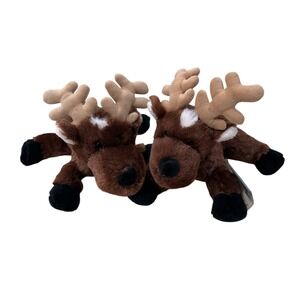 Ganz Webkinz Reindeer Plush Stuffed Animal Lot of 2 Brown White 10in Kids Toy